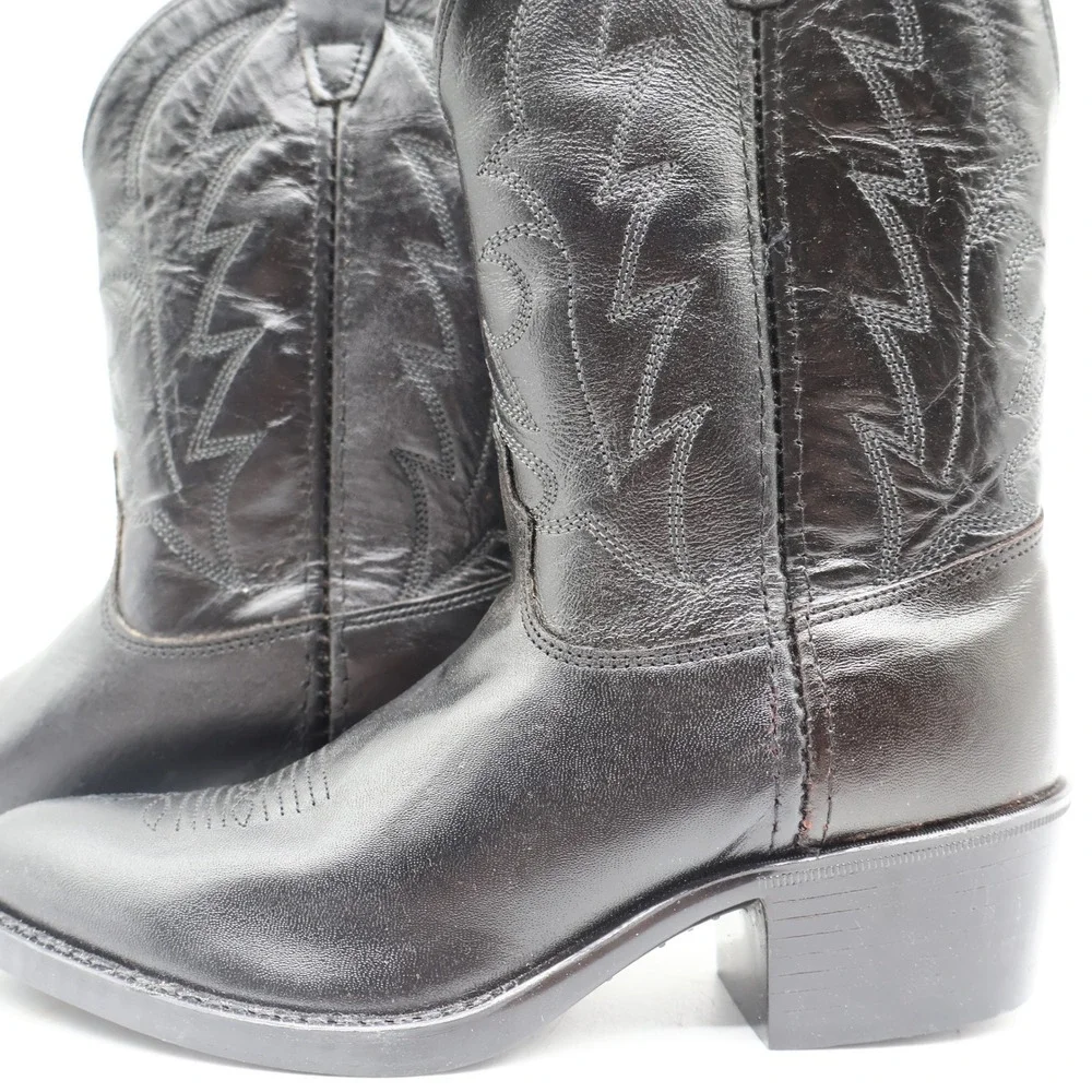 Laredo Western Boots Kids 3 Black Leather J-Toe Cowboy Boots 28-2210 New